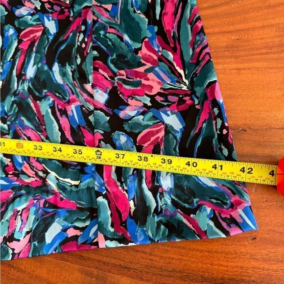 Nicole Miller long lined silky racerback w/pockets  colorful abstract print sz M - Picture 9 of 9